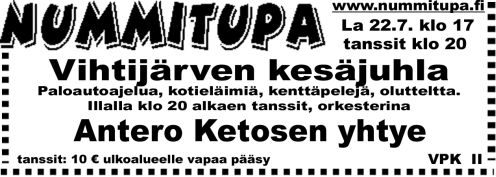 Lehti-ilmoitus kesäjuhlista 22.7.2006